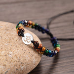 Colorful Tiger Eye Stone OM Bracelet 7 Chakra Meditation Yoga Spirituality Bracelet - Intuitive Goddess 1111Intuitive Goddess 1111