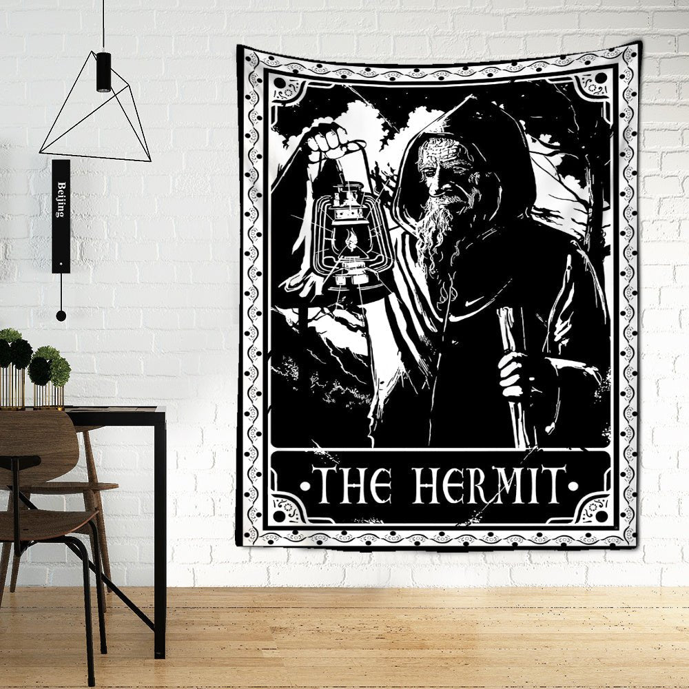 Black Tarot Cards Tapestry Wall Hanging Moon Star Medieval Europe Divination Hippie Tapiz Tapestry for Home Decor - Intuitive Goddess 1111Intuitive Goddess 1111