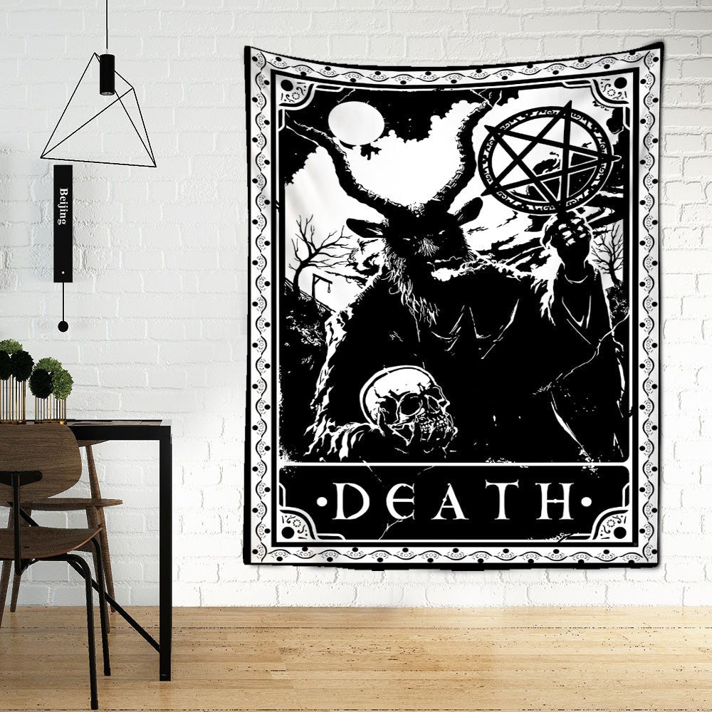 Black Tarot Cards Tapestry Wall Hanging Moon Star Medieval Europe Divination Hippie Tapiz Tapestry for Home Decor - Intuitive Goddess 1111Intuitive Goddess 1111