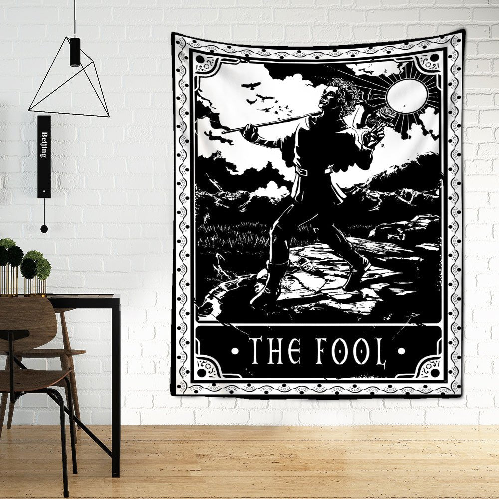 Black Tarot Cards Tapestry Wall Hanging Moon Star Medieval Europe Divination Hippie Tapiz Tapestry for Home Decor - Intuitive Goddess 1111Intuitive Goddess 1111