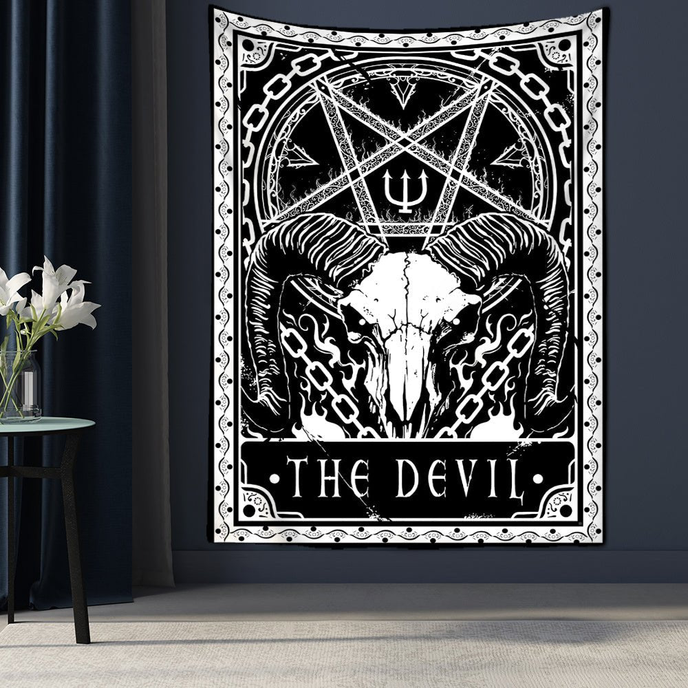 Black Tarot Cards Tapestry Wall Hanging Moon Star Medieval Europe Divination Hippie Tapiz Tapestry for Home Decor - Intuitive Goddess 1111Intuitive Goddess 1111