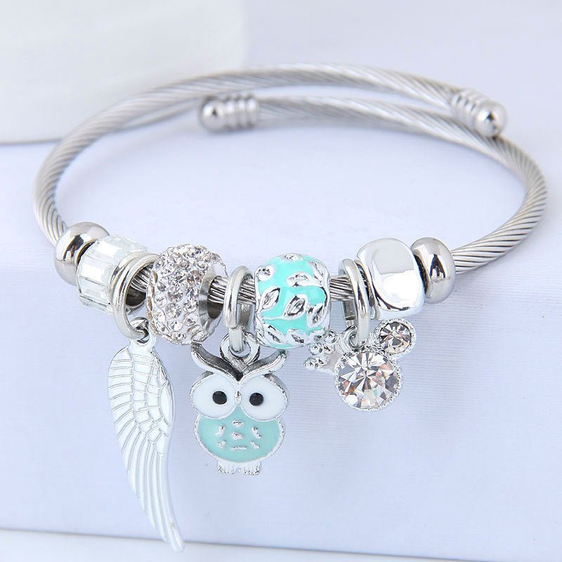 Beaded Owl Angel Wing Stainless Steel Bracelet - Intuitive Goddess 1111Intuitive Goddess 1111